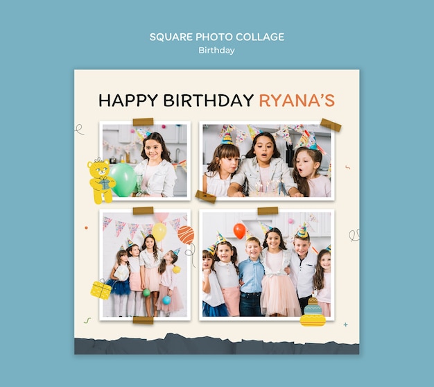 Free PSD happy birthday celebration photo collage