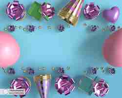 Free PSD happy birthday colorful balloons icon isolated 3d render illustration