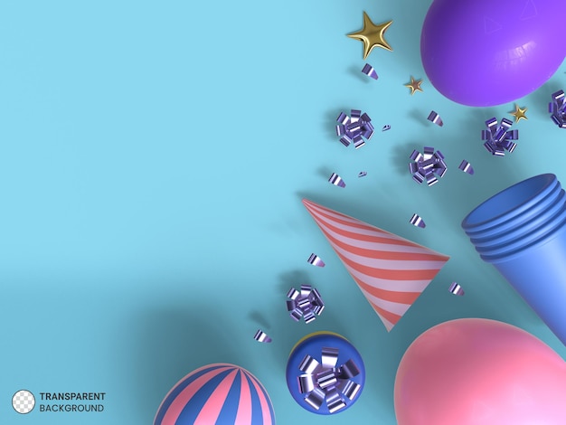 Happy birthday colorful balloons icon isolated 3d render illustration