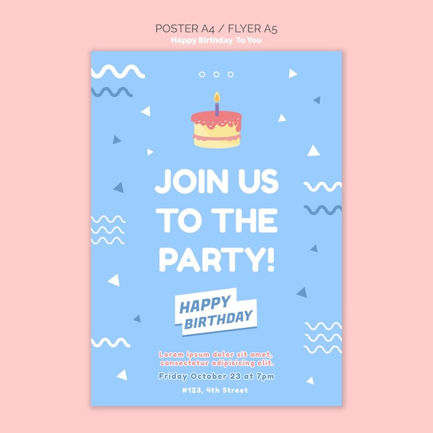 Free PSD happy birthday concept flyer template