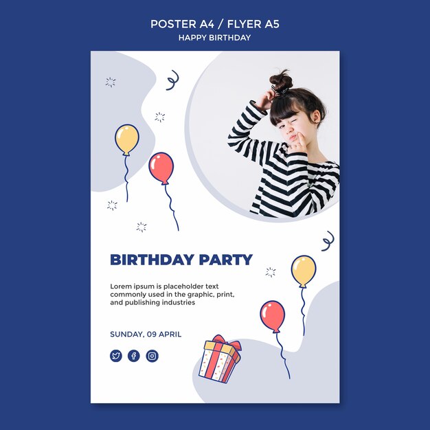 Happy birthday flyer template