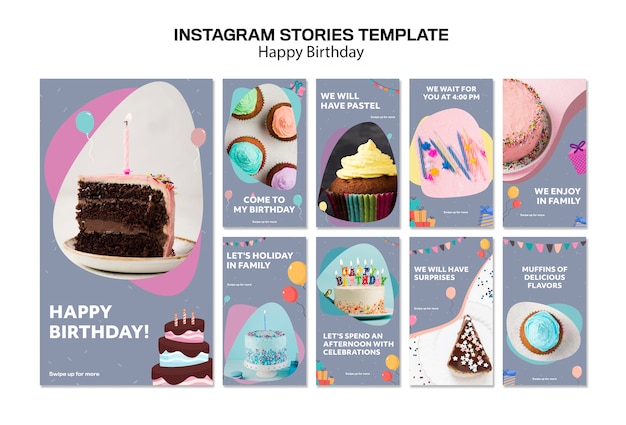 Modello di storie di instagram di buon compleanno