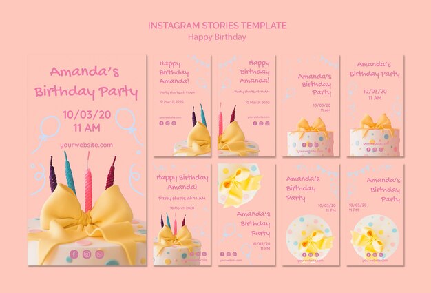 Free PSD happy birthday instagram stories template