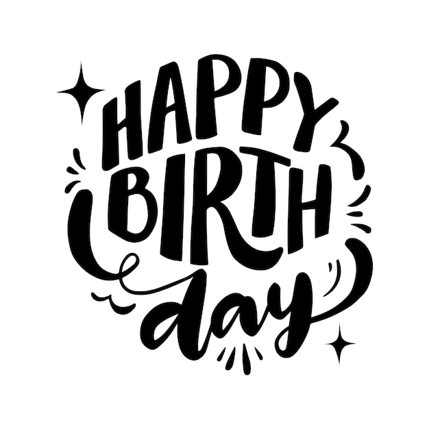 Free PSD happy birthday lettering illustration