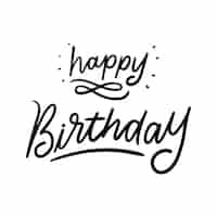 Free PSD happy birthday lettering illustration