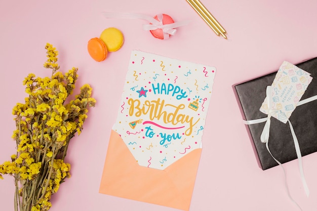 Download Free Psd Happy Birthday Mock Up Top View