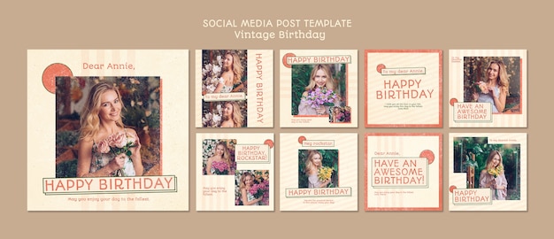 Free PSD happy birthday social media post template