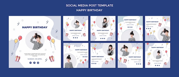 Happy birthday social media post template