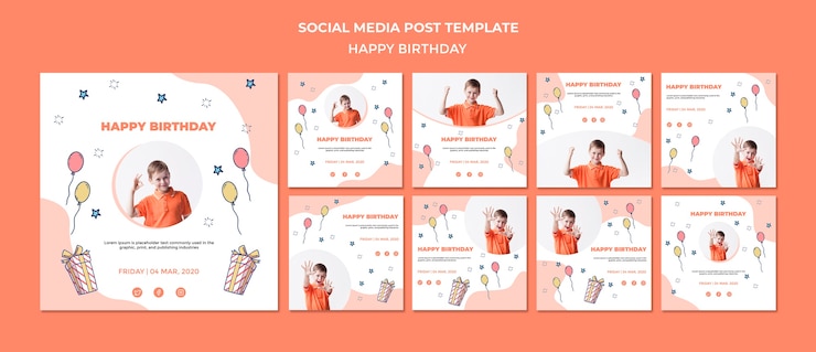 Free PSD happy birthday social media post template