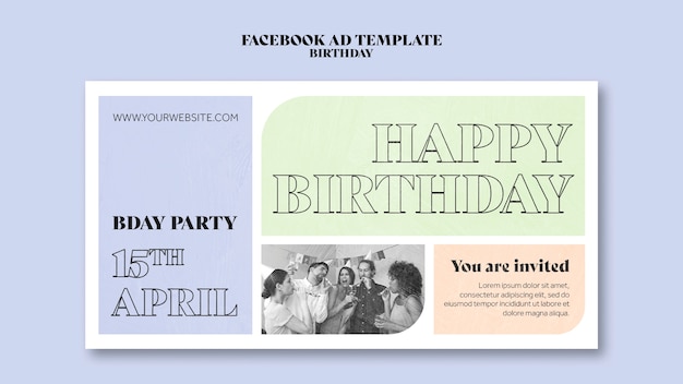 Free PSD happy birthday template design