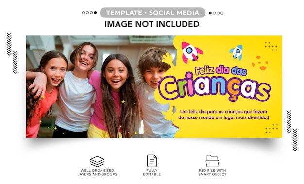 PSD gratuito modello di banner instagram happy children's day per tributi