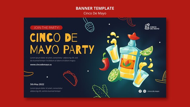 행복 한 cinco de mayo 가로 배너 서식 파일