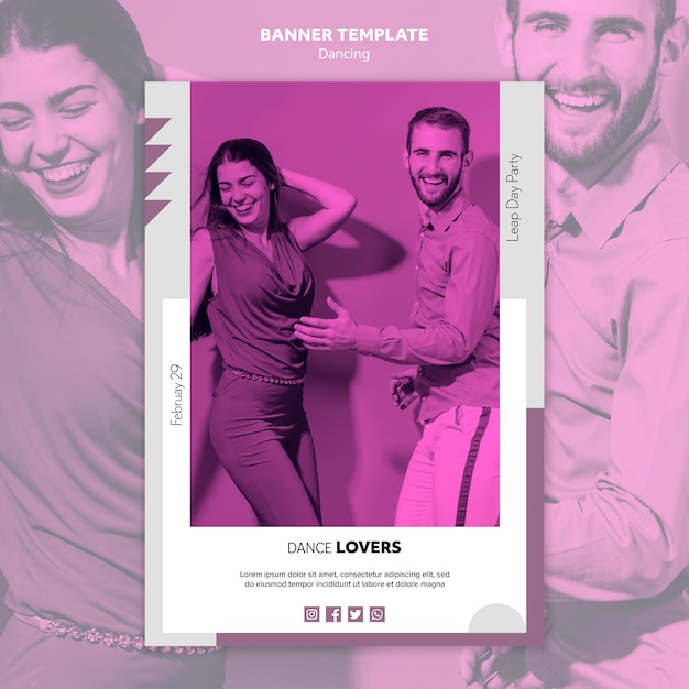 Happy dance lovers banner template