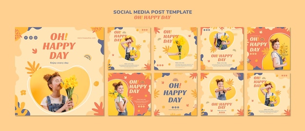 Free PSD happy day social media post