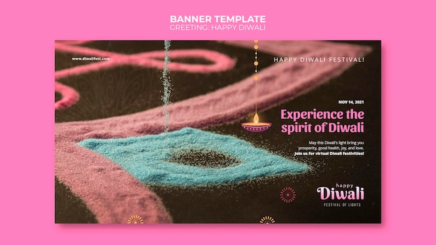 Modello di banner di saluto felice diwali