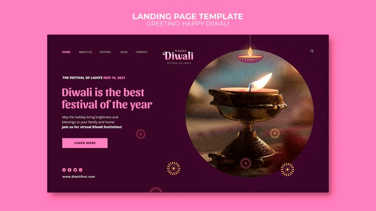 मुफ़्त PSD happy diwali landing page