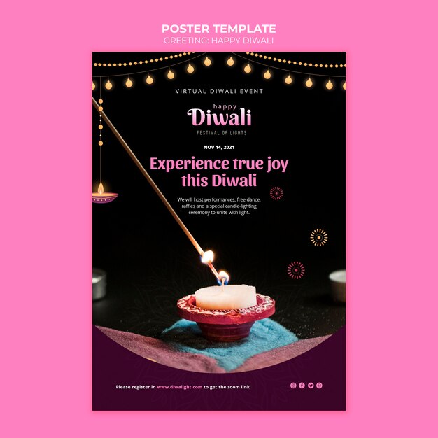 happy diwali poster template