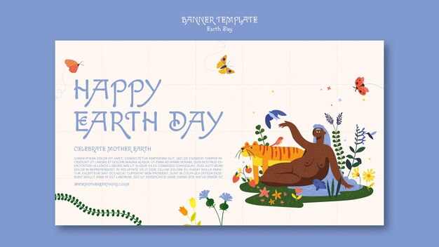 Happy earth day banner template