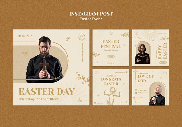 Set di post di instagram per la celebrazione della buona pasqua