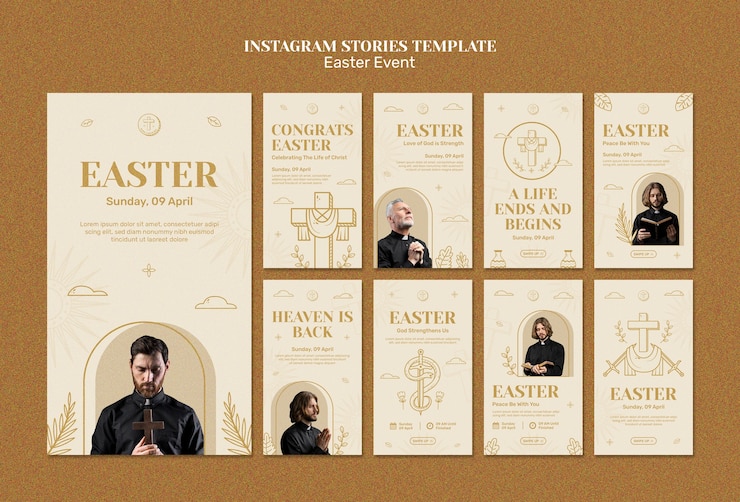 Free PSD happy easter celebration instagram stories