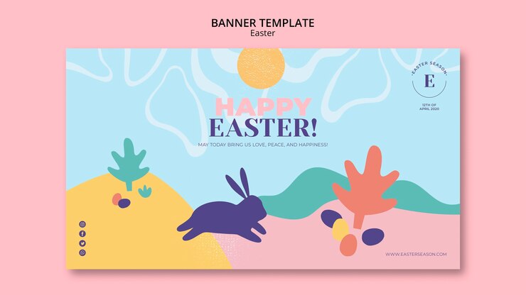 無料PSD ハッピーイースターの日バナー