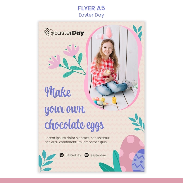 Free PSD happy easter day flyer template