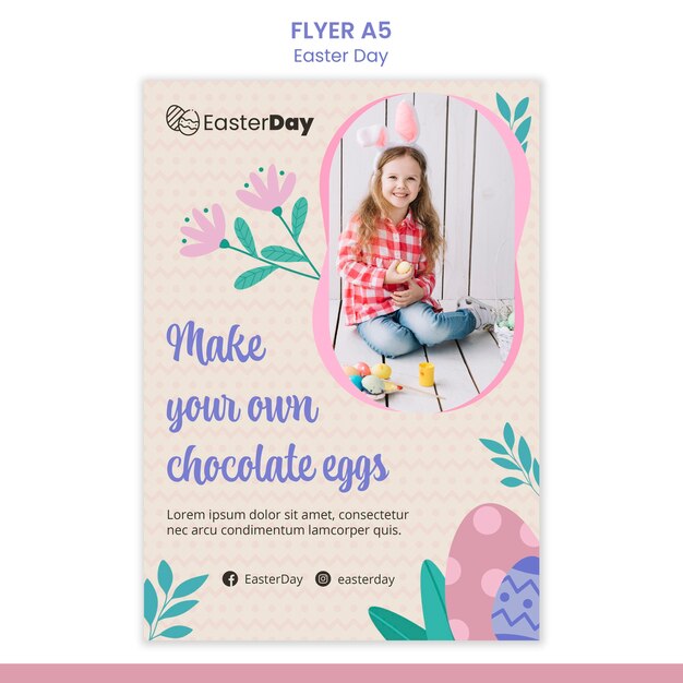 happy easter day flyer template