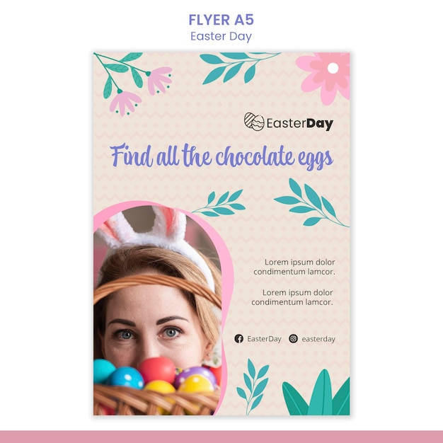 Happy easter day flyer template