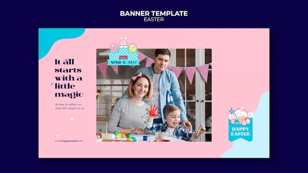 Free PSD happy easter day horizontal banner template