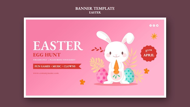 Free PSD happy easter day horizontal banner template