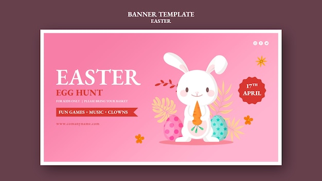 PSD gratuito modello di banner orizzontale felice giorno di pasqua