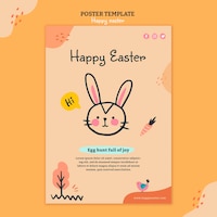 Happy easter day illustrated flyer template