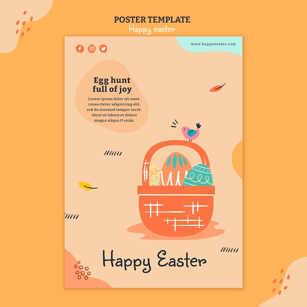 Free PSD happy easter day illustrated flyer template