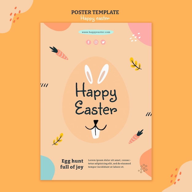 Happy easter day illustrated flyer template