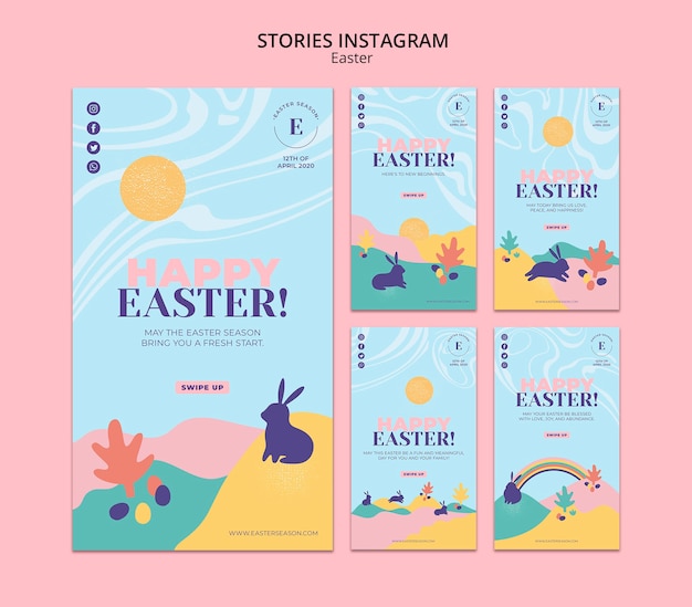 PSD gratuito storie felici del instagram di giorno di pasqua