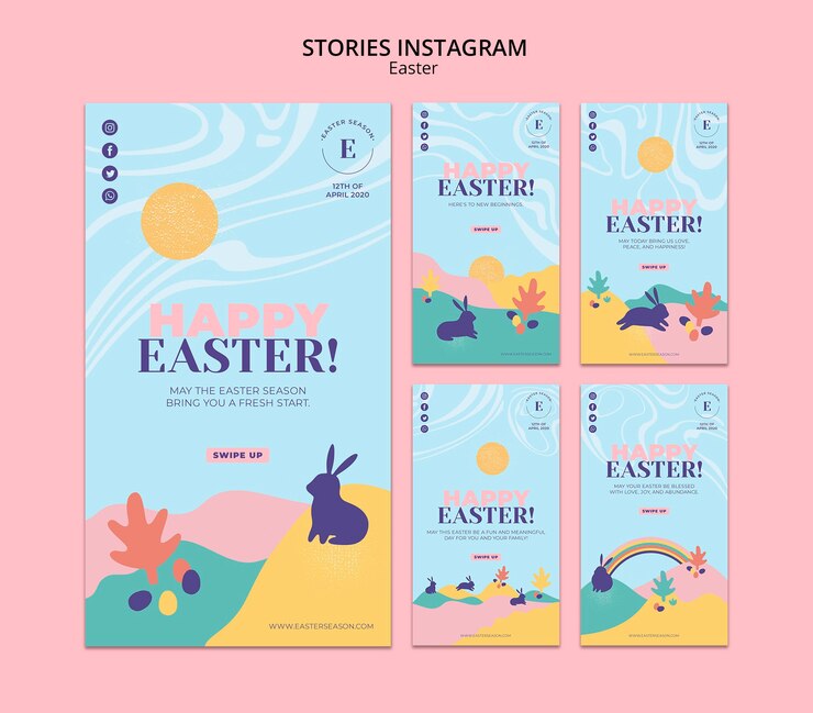 Free PSD happy easter day instagram stories