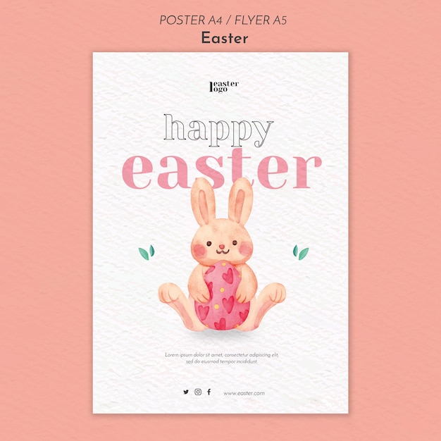 PSD gratuito modello di poster felice giorno di pasqua