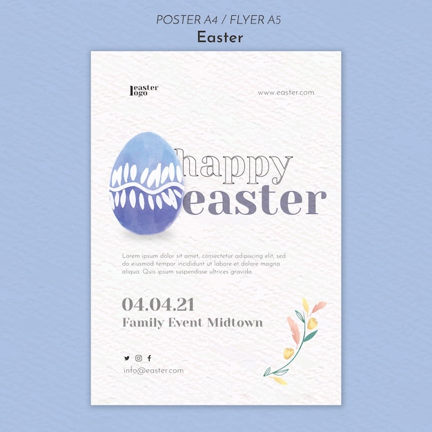 PSD gratuito modello di poster felice giorno di pasqua