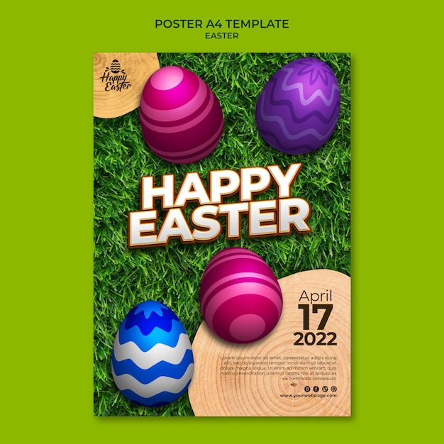 Modello di poster di felice giorno di pasqua