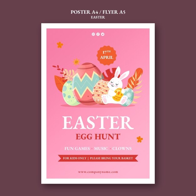 happy easter egg hunt poster template