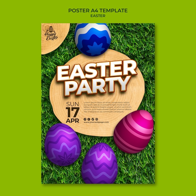 Happy easter party poster template