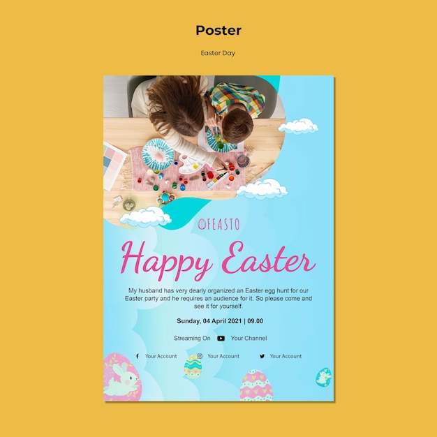 Modello di poster di Pasqua felice