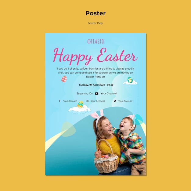 Modello di poster di pasqua felice