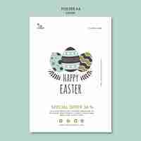 Free PSD happy easter poster with eggs