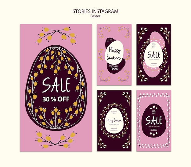 Free PSD happy easter sales instagram stories