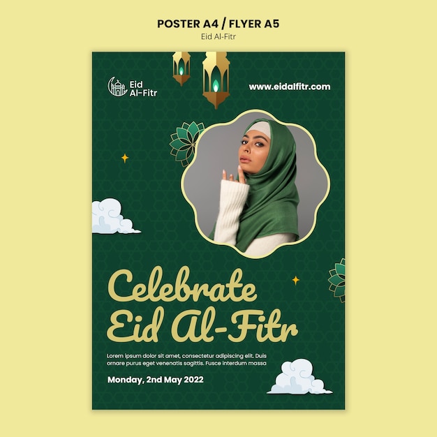 Free PSD happy eid al-fitr event flyer template
