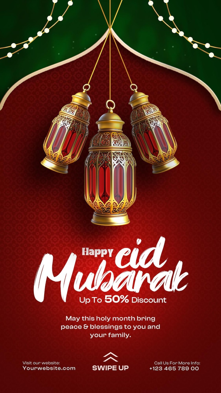 Free PSD happy eid mubarak social media story design template