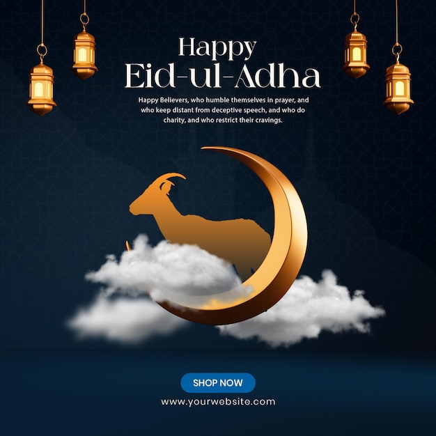 Happy eid ul adha islamic festival social media post template