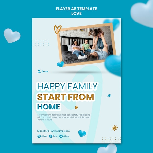 Happy family at home flyer template