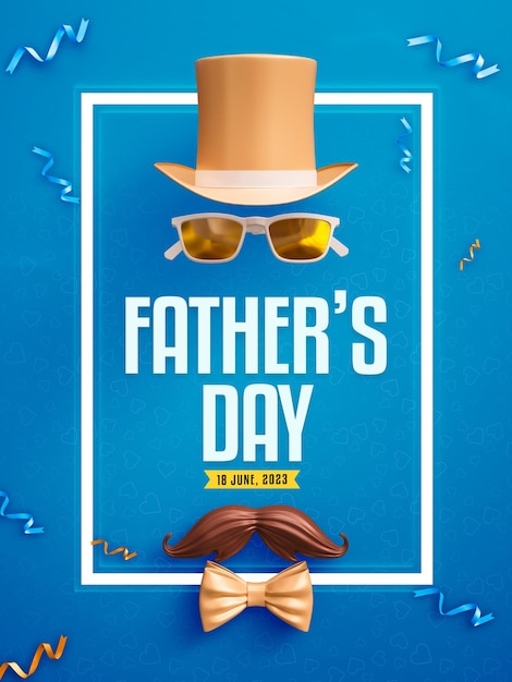 Happy Father's Day 3d social media post story design template